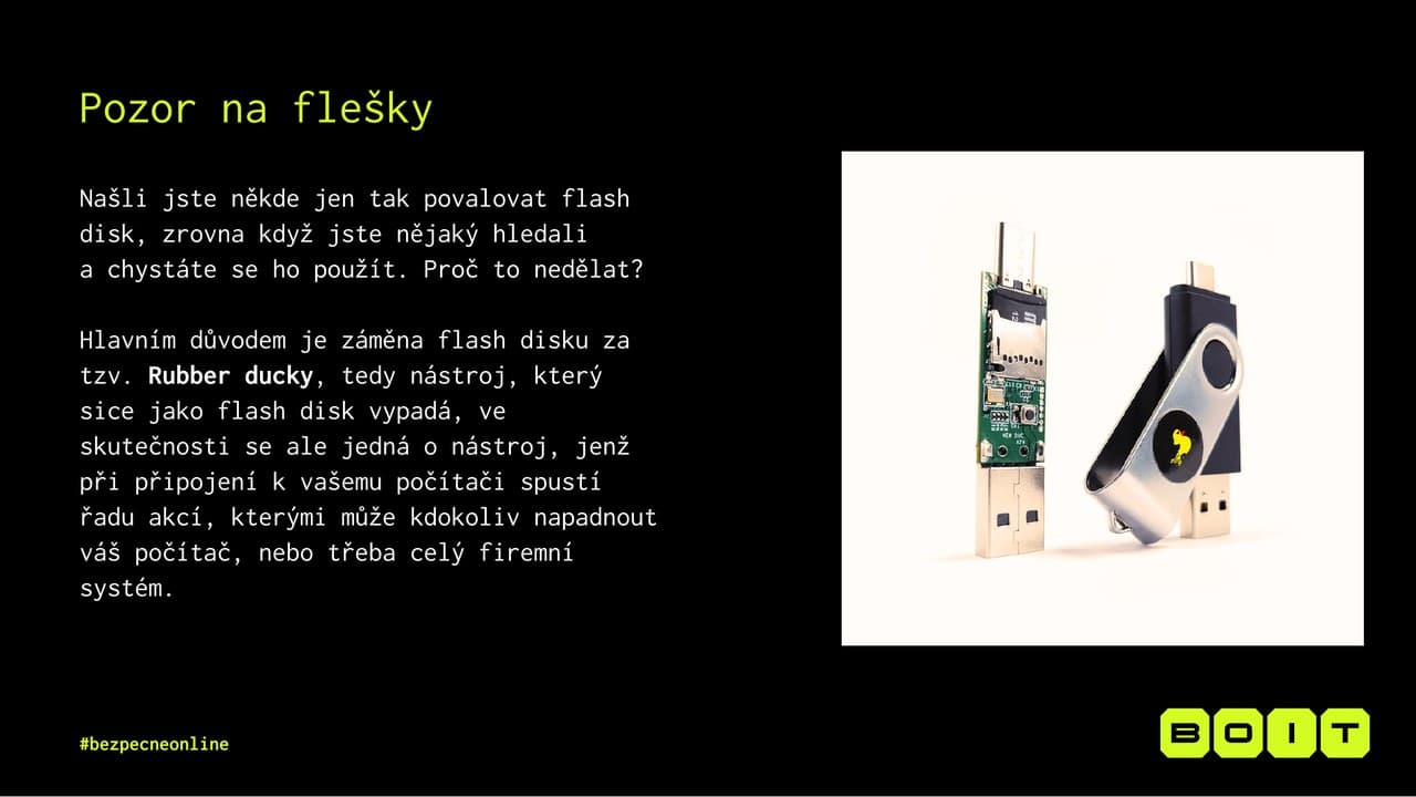 Ukázka tématu nalezených flash disků