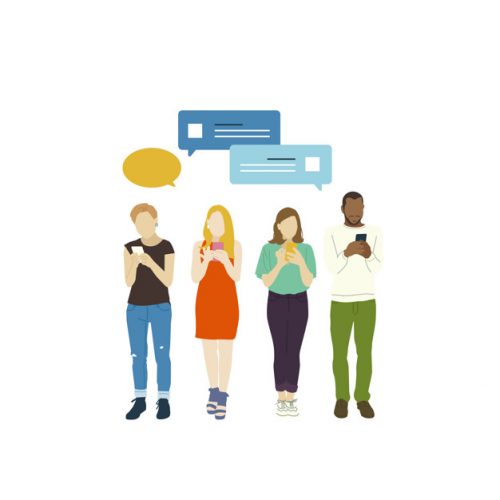 Print Illustrated people with social network